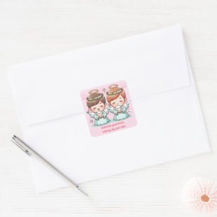 Twee engelen, hemelse bewakers. vierkante sticker