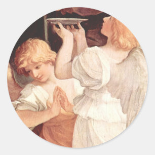 Twee Engelen, het Christelijke Barokke Fijne Art. Ronde Sticker
