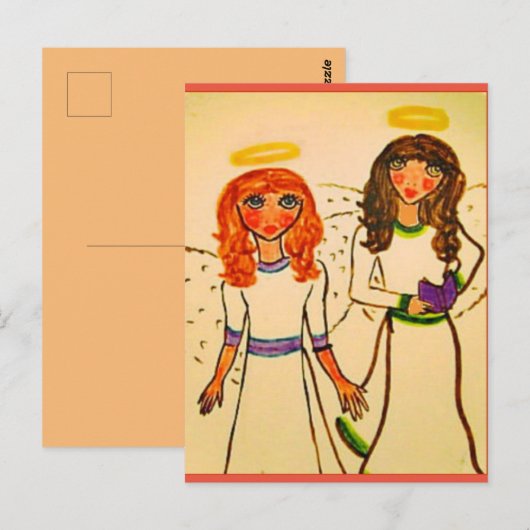 twee engelen - kunst van Rosebeth Briefkaart (Voorkant / Achterkant)