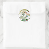 Twee engelen met kerstballen ronde sticker (Tas)