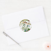 Twee engelen met kerstballen ronde sticker (Envelop)