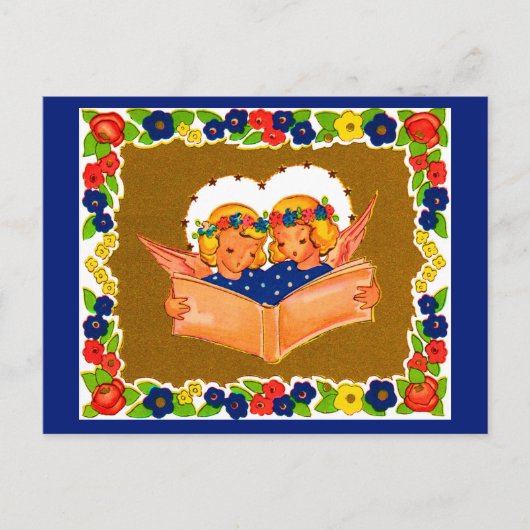 twee engelen zingen briefkaart (Voorkant)