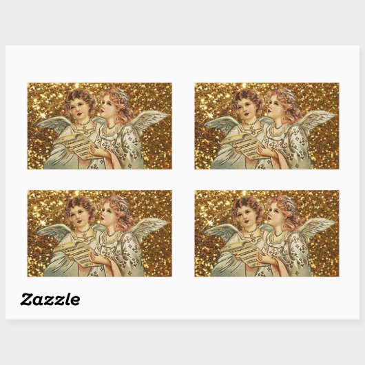 Twee engelen zingen kerstliederen Stickers (Vel)