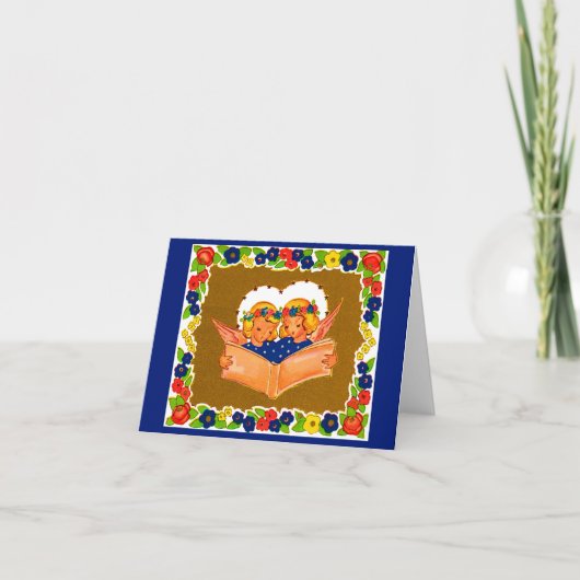 twee engelen zingen notitiekaartje (Voorkant)