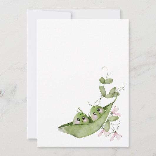 Twee Erwten in de Pod Twin Baby shower Kaart (Achterkant)