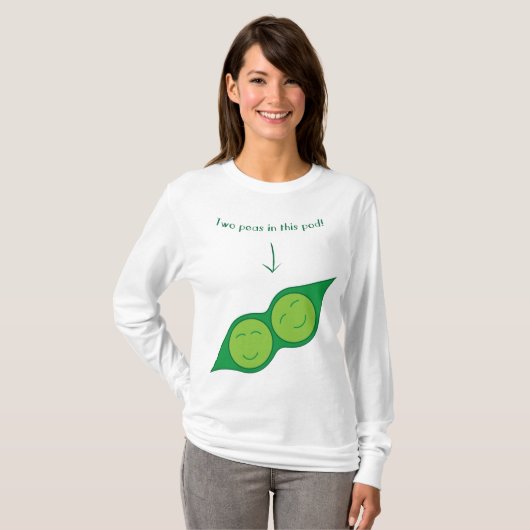 "Twee erwten in deze pod" T-shirt met twee moeders (Voorkant volledig)