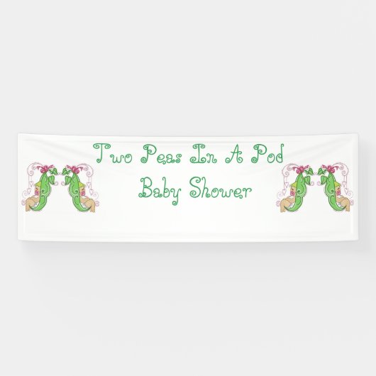 Twee erwten in een Baby shower blikvanger Spandoek (Horizontaal)