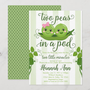 Twee erwten in een Baby shower met peul Kaart