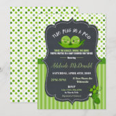 Twee erwten in een Baby shower met peulen Genderne Kaart (Voorkant / Achterkant)