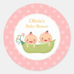 Twee erwten in een Baby shower met twee peuters Ronde Sticker