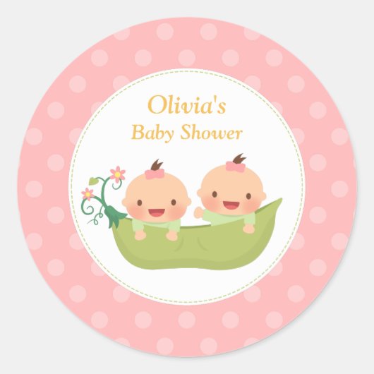 Twee erwten in een Baby shower met twee peuters Ronde Sticker (Voorkant)