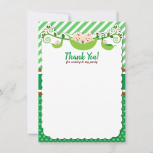 Twee erwten in een Baby shower met twee potten Bedankkaart