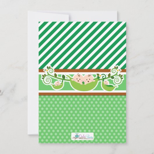 Twee erwten in een Baby shower met twee potten Bedankkaart (Achterkant)