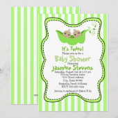 Twee erwten in een Baby shower met tweelingstrips Kaart (Voorkant / Achterkant)