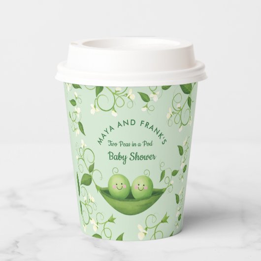 Twee erwten in een Baby shower Papieren Bekers (Achterkant)