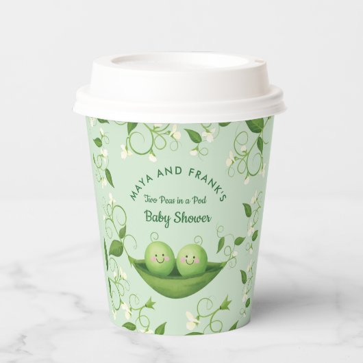 Twee erwten in een Baby shower Papieren Bekers (Voorkant)