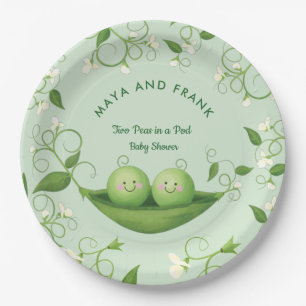 Twee erwten in een Baby shower Papieren Bordje
