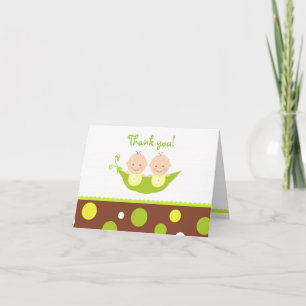 Twee erwten in een Baby shower van de Peul Dank u Bedankkaart