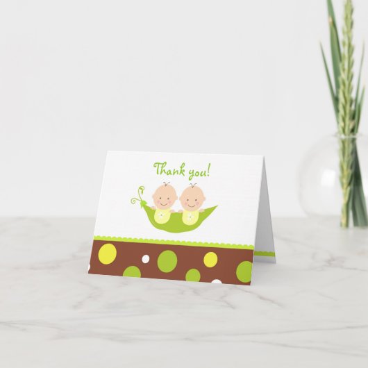 Twee erwten in een Baby shower van de Peul Dank u Bedankkaart (Voorkant)