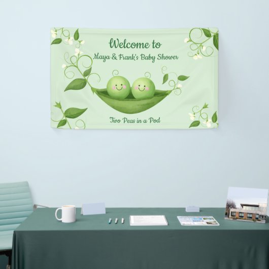 Twee erwten in een Baby shower van de Peul Welkome Spandoek (Beurs)