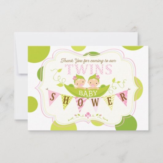 Twee erwten in een dubbele peuter Dank je wel Bedankkaart (Voorkant)