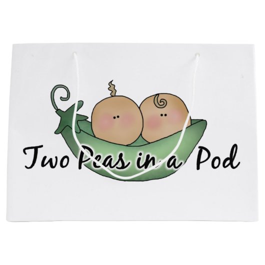 Twee erwten in een grote cadeautastweeling large cadeautasje (Voorkant)