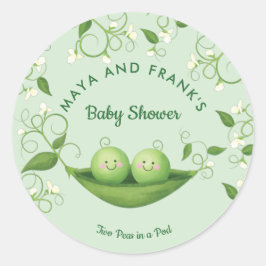 Twee erwten in een Klassieke ronde Baby shower van Sticker