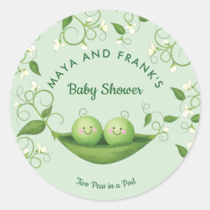 Twee erwten in een Klassieke ronde Baby shower van Sticker