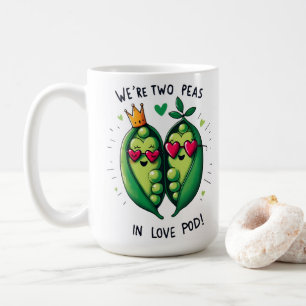 Twee Erwten in een Love Pod Schattige Valentijnse  Koffiemok
