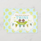 Twee erwten in een paarse tweeling jongens Dank je Bedankkaart (Voorkant / Achterkant)