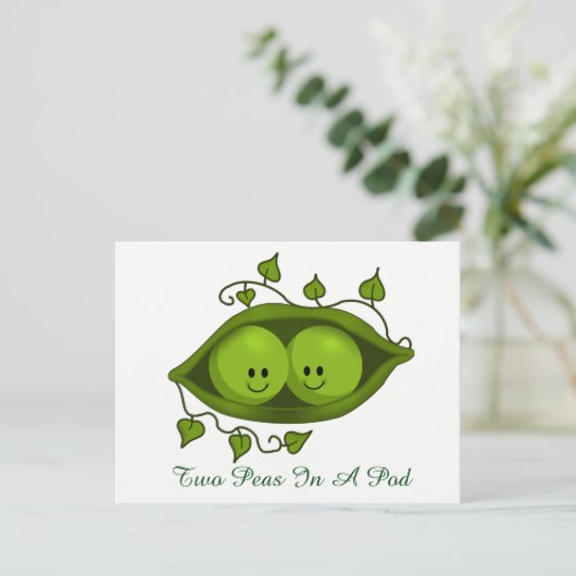 Twee erwten in een peul briefkaart (Staand voorkant)