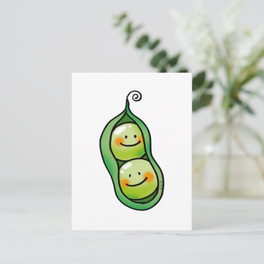 Twee erwten in een peul briefkaart (Staand voorkant)