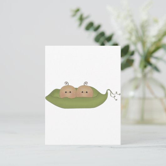 Twee erwten in een peul briefkaart (Staand voorkant)