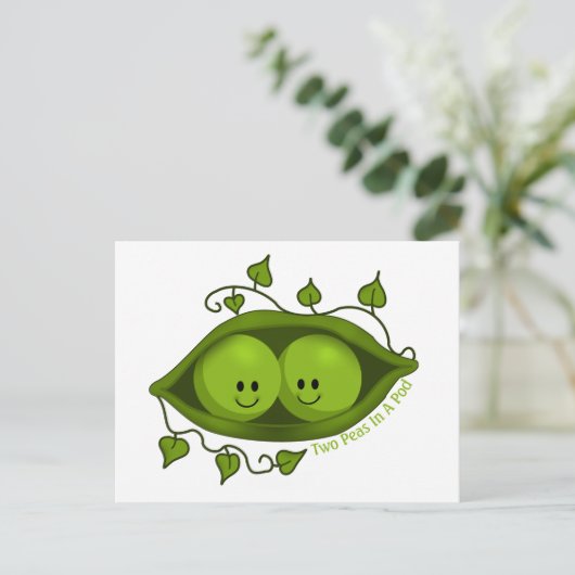 Twee erwten in een peul briefkaart (Staand voorkant)