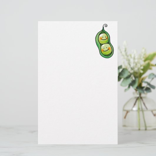 Twee erwten in een peul briefpapier (Staand voorkant)