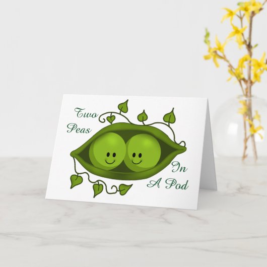 Twee erwten in een peul die aanpasbaar is kaart (Gele Bloem)