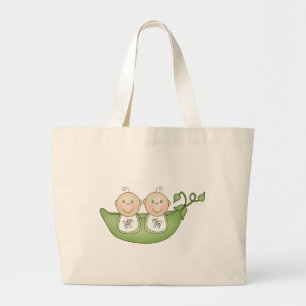 Twee erwten in een peul grote tote bag