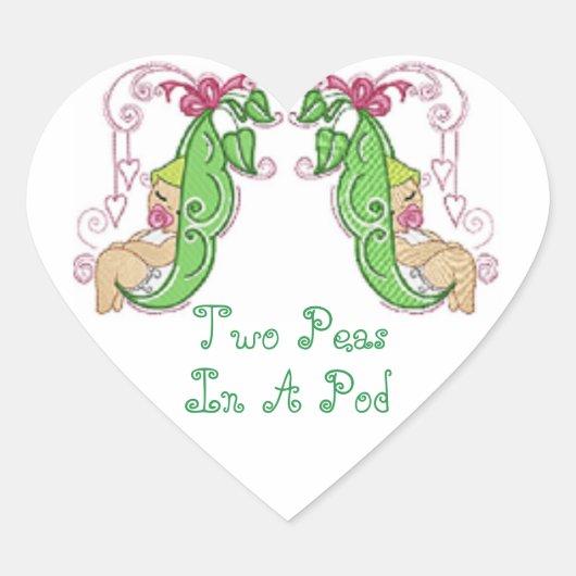 Twee erwten in een peul hart sticker (Voorkant)