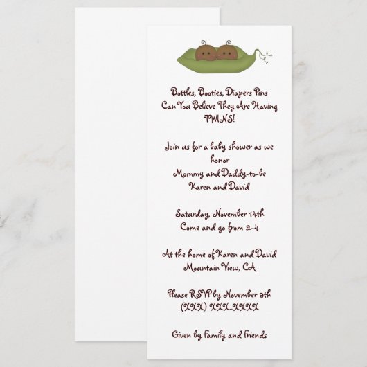 Twee erwten in een peul kaart (Voorkant / Achterkant)