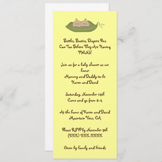 Twee erwten in een peul kaart (Voorkant / Achterkant)