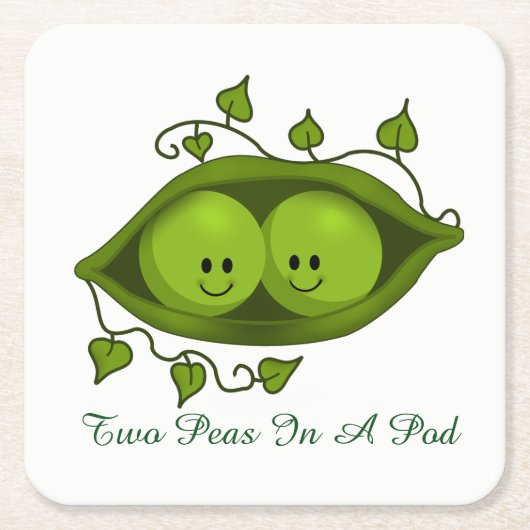Twee erwten in een peul kartonnen onderzetters (Voorkant)
