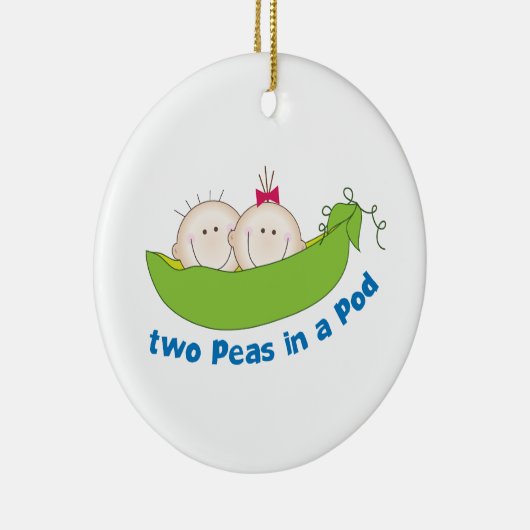 Twee erwten in een peul keramisch ornament (Rechts)