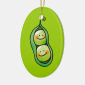 Twee erwten in een peul keramisch ornament (Links)