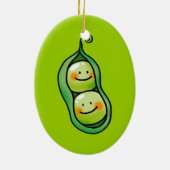 Twee erwten in een peul keramisch ornament (Achterkant)