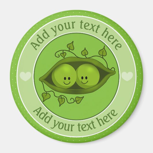 Twee erwten in een peul op maat magneet (Voorkant)