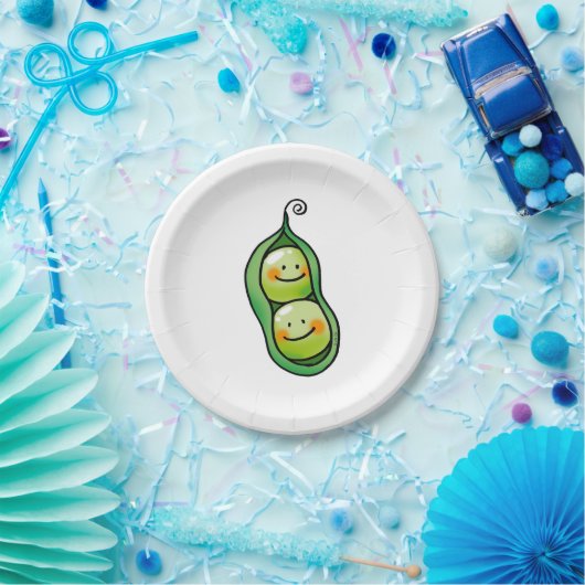 Twee erwten in een peul papieren bordje (Feest)