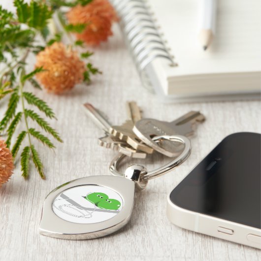 Twee erwten in een peul sleutelhanger (Zijkant)