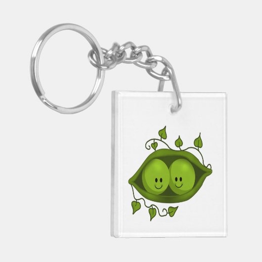 Twee erwten in een peul sleutelhanger (Voorkant Links)