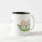 Twee erwten in een peul tweekleurige koffiemok (Voorkant rechts)