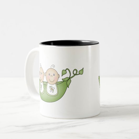 Twee erwten in een peul tweekleurige koffiemok (Voorkant links)